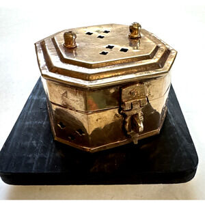 Vintage Brass Cricket Box, Trinket Box, Jewelry Holder, Incense or Match Holder